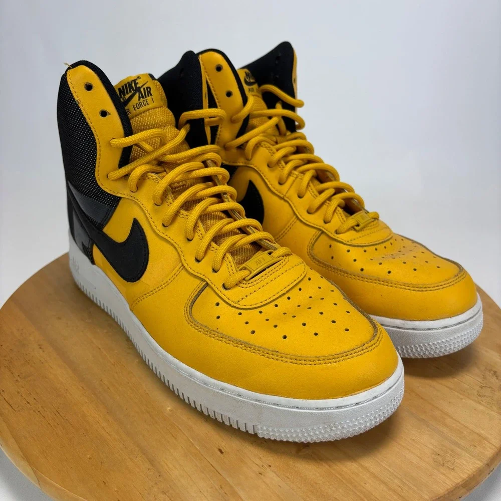 Nike Air Force 1 High Mens 10.5 Yellow Black AV8364-700 University Gold AF1